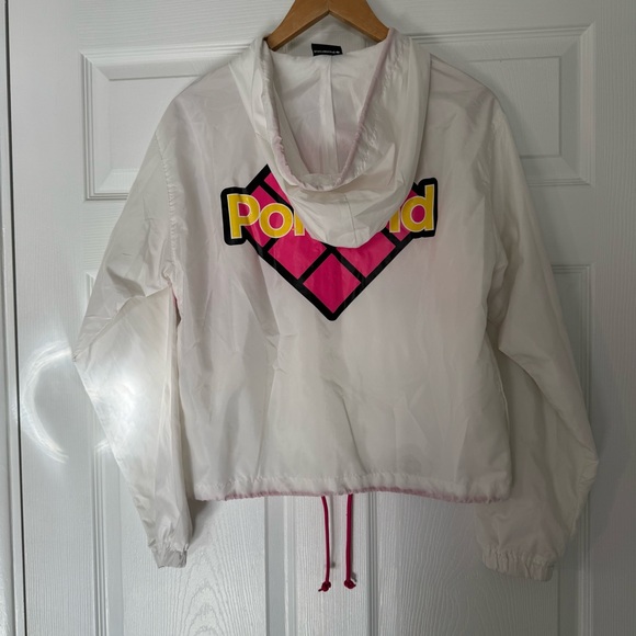 Polaroid Windbreaker Jacket Women’s White Hooded Full Zip Logo Size Small S - Picture 4 of 6